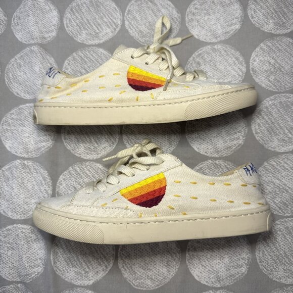 Soludos x Lockhart Embroidery Embroidered Sun Rainbow Sneaker Sz 7 - Picture 7 of 16